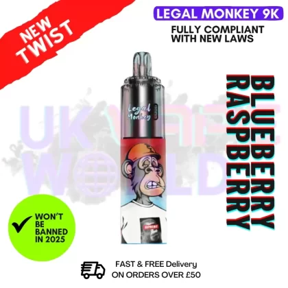 Blueberry Raspberry Legal Monkey 9000 9K Vape Kit