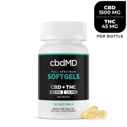 cbdMD Full Spectrum CBD Oil Softgels 30 Count - choose cbd-mg#1500mg>3000mg