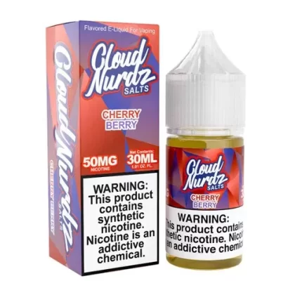Cloud Nurdz Salts Cherry Berry Synthetic Nicotine 30ml E-Juice - Eliquidsupply