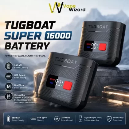 Tugboat Super 16000 Battery 550mAh Type-C Rechargeable Mod - Vapewizarddxb