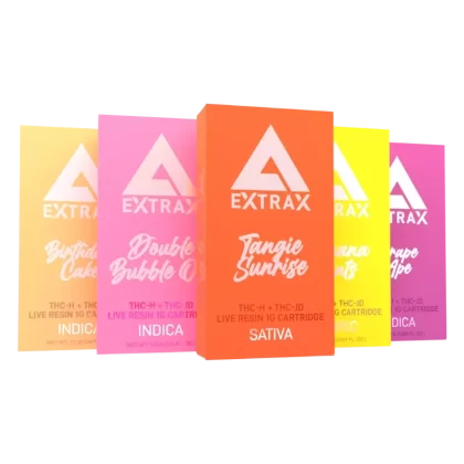DeltaExtrax THCP + THCjd 1G Cartridges | Lights Out Collection - flavors#Banana Runtz (Hybrid)>Birthday Cake (Indica)>Double Bubble (Indica)>Grape Ape (Indica)>Tangie Sunrise (Sativa)