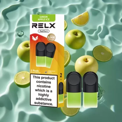 RELX Pod Pro 2 Vape Device 1.8% Nicotine 600 Puffs 1.9ml Green Apple Ice - Bangvapeaustralia