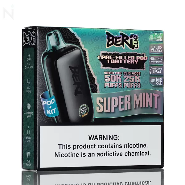 Beri CLIQ 50K 50,000 Puffs Disposable Kit - 18mL - Super Mint - Image 3