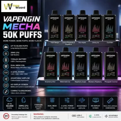 Vapengin Meacha 50000 Puffs Disposable Vape in the UAE - Biscoff Cheesecake, Blackcurrant Ice