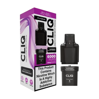 Raspberry Blackcurrant Avomi Cliq 6000 Refill Pack - 20mg - Vape Product (21571A)