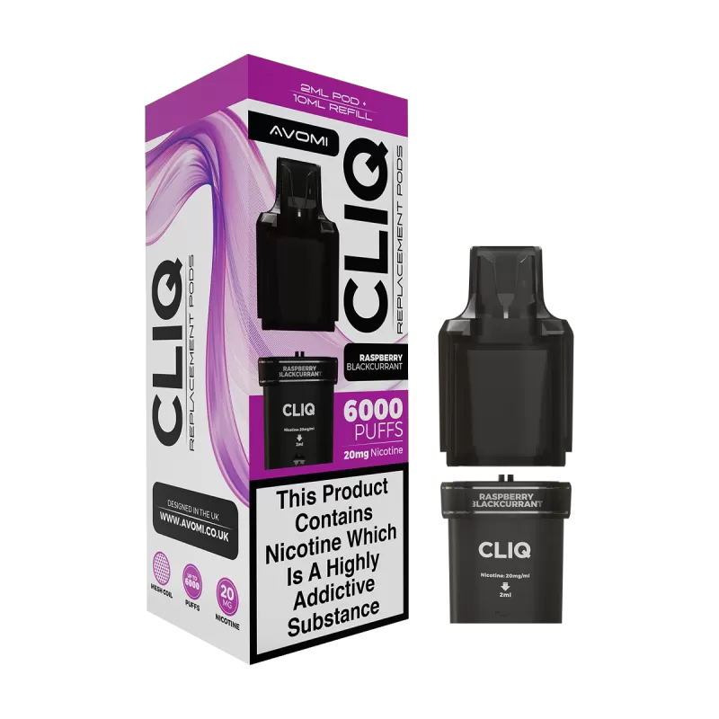 Raspberry Blackcurrant Avomi Cliq 6000 Refill Pack - 20mg - Vape Product (21571A)