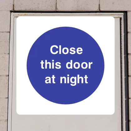 Close Doors at Night Sign