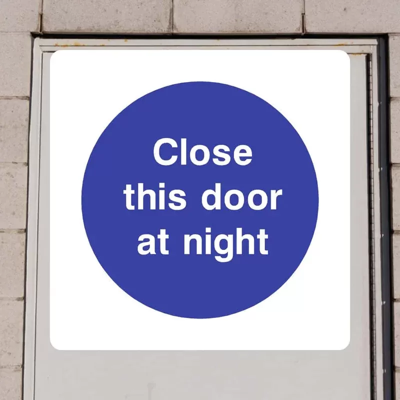 Close Doors at Night Sign