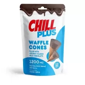 D8, THCP Waffle Cones – 100mg – Coconut Flakes + Milk Chocolate – Chill Plus
