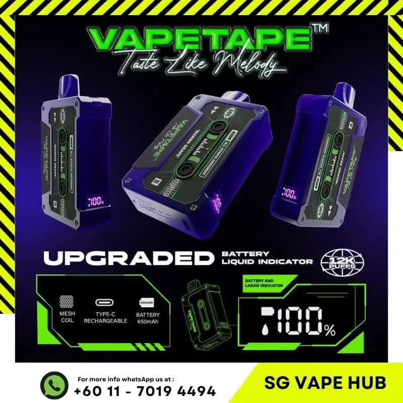 VAPETAPE 12,000 Puffs - Grape Bubblegum - Image 3