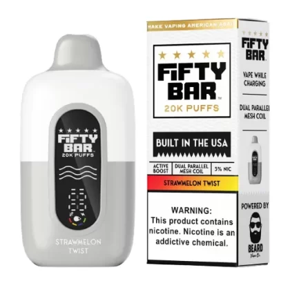 Strawberry Watermelon Ice (Strawmelon Twist) Disposable Vape (20000 Puffs) by Fifty Bar 20K