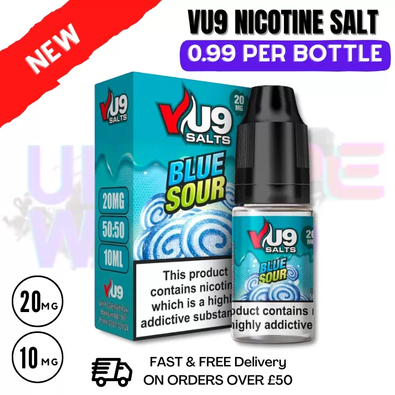 Blue Sour Pod Nic Salt 10ml Nicotine E Juice by VU9 – 99p Eliquid