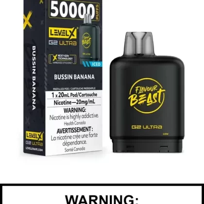 Bussin Banana Iced Flavour Beast Level X Ultra Pods