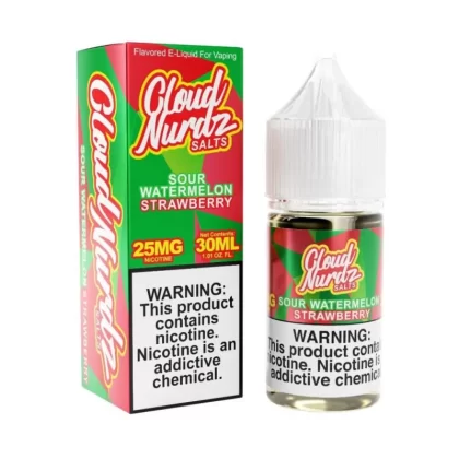 Cloud Nurdz Salts Sour Watermelon Strawberry eJuice - 30mL 25mg
