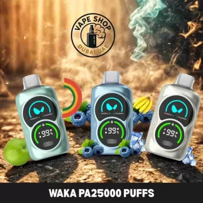 Waka PA25000 Puffs Disposable Vape 50 MG Buy in Dubai - Banana Ice, Blue Razz Blackberry
