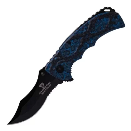 8″ Blue Snake Skin Imprint Foldable Pocket Knife