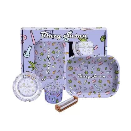 Blazy Susan Smoker’s Kit 4pc. – Purple Icons - Ejuicewarehouse
