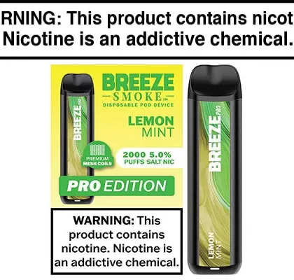 BREEZE SMOKE PRO DISPOSABLE VAPE – 2000 PUFFS - Blueberry Mint, Blue Raspberry