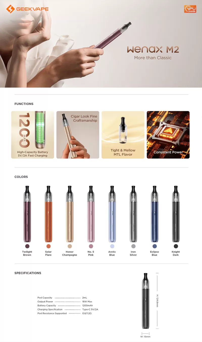 GeekVape Wenax M2 Pod Kit 1200mAh - Twilight Brown - Vapormo - Image 2