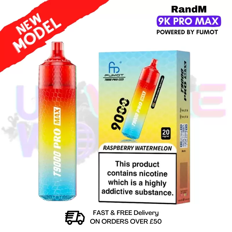 Raspberry Watermelon RandM T9000 Pro Max Pod Kit