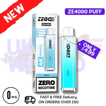 MR Blue Zego 4000 Vape Puff Disposable Bars – £4.99