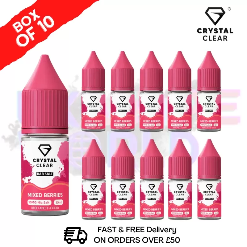 Mixed Berries Crystal Clear Nic Salt Box Of 10 – Only £17.99