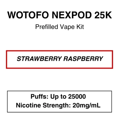 Wotofo – Nexpod 25K – Prefilled Kit – Strawberry Raspberry – 25000 Puffs – 20mg/mL Nicotine