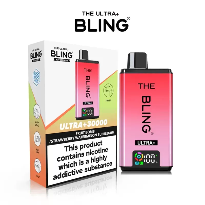 The Crystal Bling Ultra Plus 30K Prefilled Pod Kit - Fruit Bomb/Strawberry Watermelon Bubblegum - Image 2