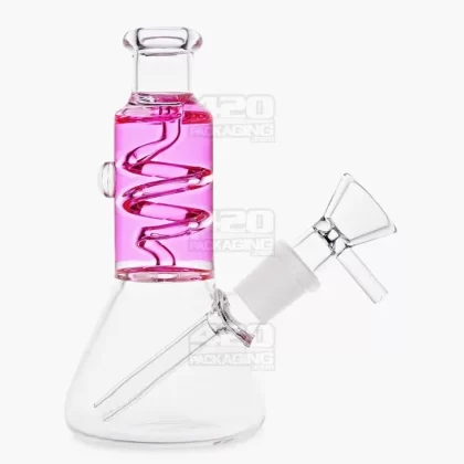 Glycerin Coil Mini Beaker Water Pipe | 5in Long – Glass – Pink
