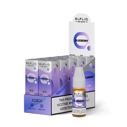 ElfLiq 10 Bottle Pack Blueberry E Liquid - Elf Bar ElfLiq Blueberry E Liquid 10ml (Nicotine Strength)#20mg>10mg>5mg (D6BF3A)