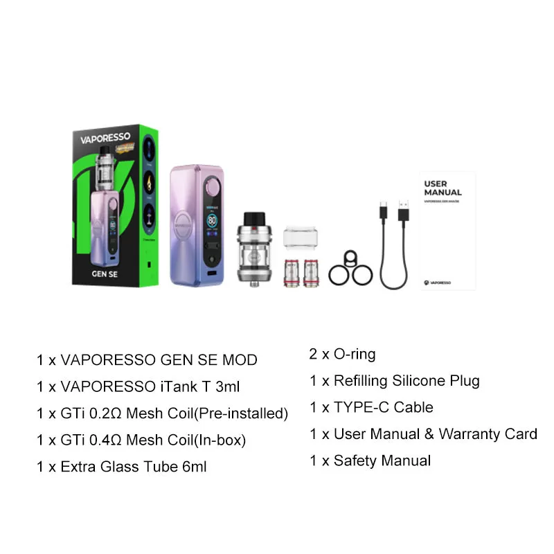 Vaporesso GEN SE 80W Kit With iTank T Atomizer 3ml - Storm Blue - Image 3