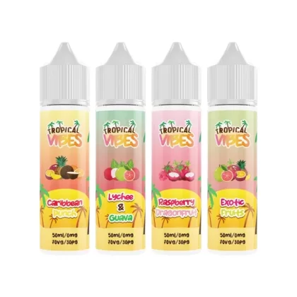 Tropisches Paradies 50ml Shortfill 0mg (70VG/30PG) - Geschmack#Karibischer Punch>Fanta Zitrone>Pina Colda>Himbeer drachen frucht>Lychee & Guave>Exotische Früchte~Menge#x 1>X 10
