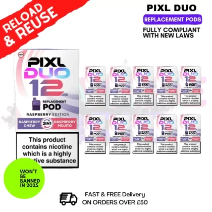 Raspberry Edition Pixl Duo Replacement Pods – Box Of 10