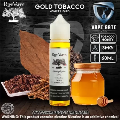 Gold Tobacco - 60ml E liquid by Ripe Vape - 3 mg / 60 ml