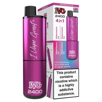 IVG 2400 Rechargeable Vape Watermelon Ice - Strength#20mg