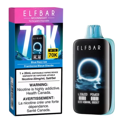 Elf Bar MoonNight 70K Disposable Vape Device - Blue Razz Ice 20ml - 20mg/ml