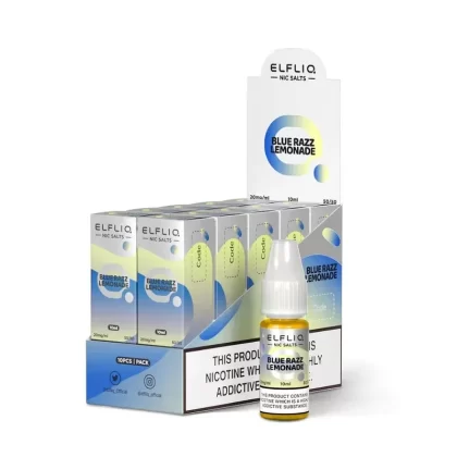 ElfLiq 10 Bottle Pack Blue Razz Lemonade E Liquid - Elf Bar ElfLiq Blue Razz Lemonade E Liquid 10ml (Nicotine Strength)#20mg>10mg>5mg