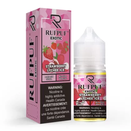 RufPuf Exotic Strawberry Lychee Ice Nic Salt – 30ml - Vapebazaar Pk
