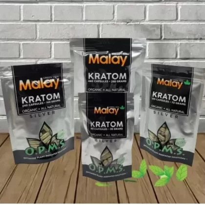 OPMS Silver — Green Vein — Malay Kratom Capsules