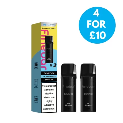 Hayati Finebar Prefilled Pods - Vape Product; Banana Ice, Blackberry Raspberry