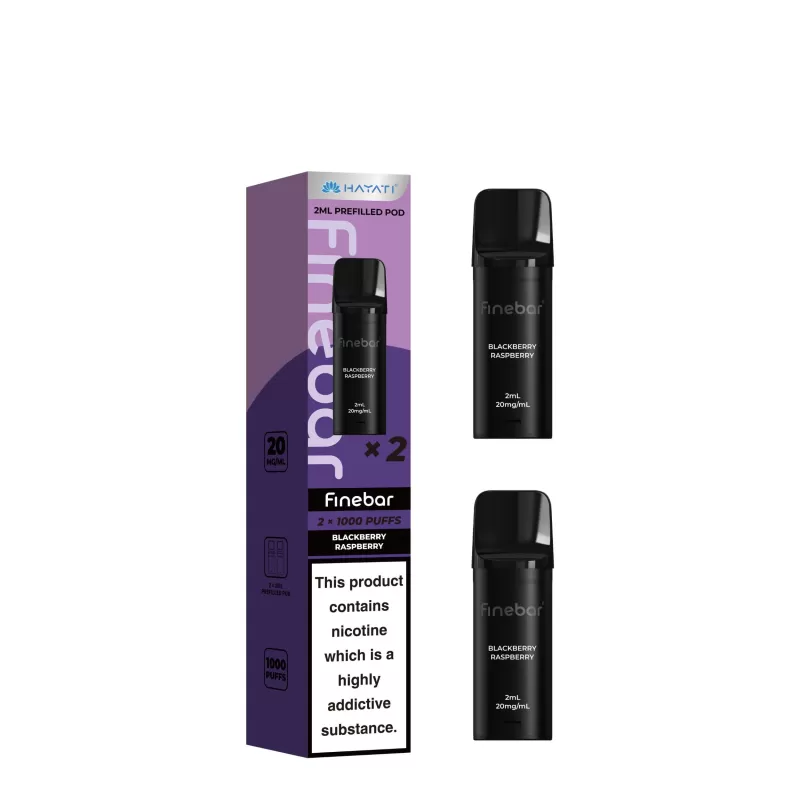 Hayati Finebar Prefilled Pods - Vape Product; Banana Ice, Blackberry Raspberry - Image 3
