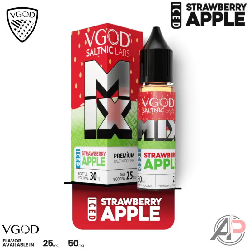 Vgod Mix Iced Strawberry Apple Salt Nicotine 30mL - Image 2
