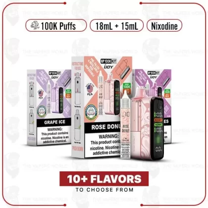IJoy XP Nixodine 100K Puff Disposable Kit/15ml Bottle - Blue Cotton Candy, Blue Razz Ice