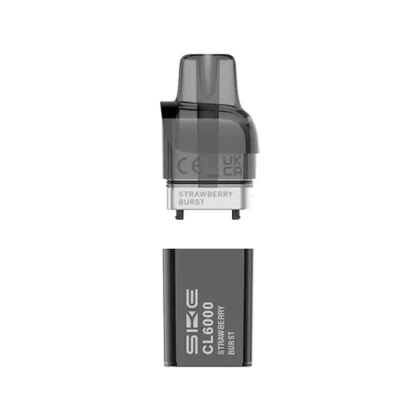 SKE Crystal CL6000 Strawberry Burst Pod and Container - Nicotine Strength#20mg