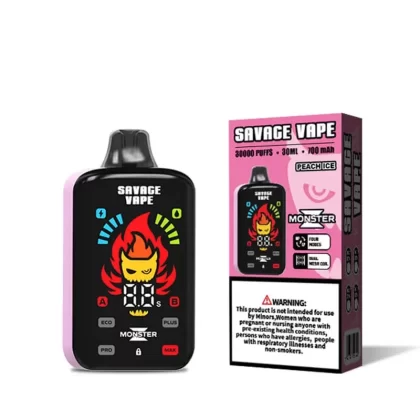 Savage Monster Z 30000 Puffs Disposable Vape - Flavors#Peach Ice>Lime Romance>Cool Mint>Strawberry Banana>Blue Razz Ice>Strawberry Mango>Juicy Watermelon>Strawberry Watermelon>Blue Raspberry