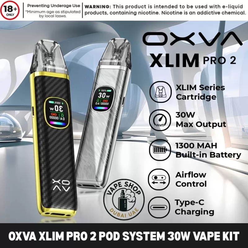 OXVA XLIM Pro 2 Pod System 30W Vape Kit in Dubai - Black Carbon, Blue Python (825BC6)