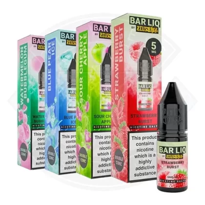 Zeus Juice Barliq Salt 10ml (5mg) - Flavours#Berry Lemonade>Blackcurrant Juice>Blue Pear Ice>Blueberry Sour Razz>Cola Ice>Fizzy Cherry>Grape Ice>Minty Menthol>Passionfruit Orange Guava>Peach