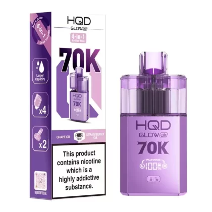HQD Glow Air 70k 4 in 1 Rechargeable & Prefilled Vape Pod Kit 20mg - Flavor#Grape GB & Strawberry GB>Mixed Berries & Cherry Berry>Blueberry Cherry Cranberry & Blue Razz GB>Summer Dream & Blu