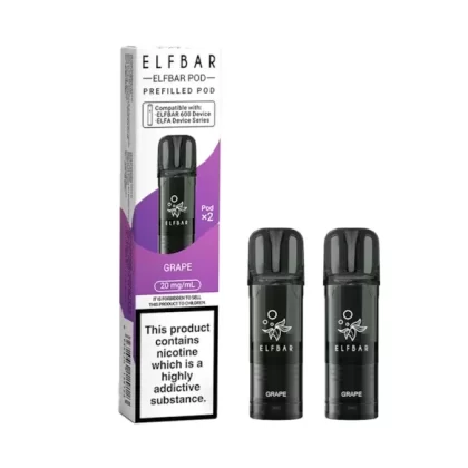 Grape Elf Bar 600 Prefilled Pods – Single, 5 or 10 packs