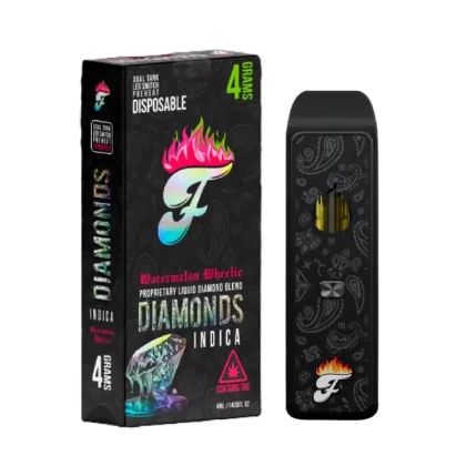 Fuego THC Liquid Diamonds Vaporizer – 4000mg - Strain#Bussin’ Blueberry (I)>Pimpin’ Pineapple (S)>Hood Candy (I)>Zappin’ Zlushie (I)>L.A. Illemonati (H)>Watermelon Wheelie (I)>Angels Apples (CDB091)
